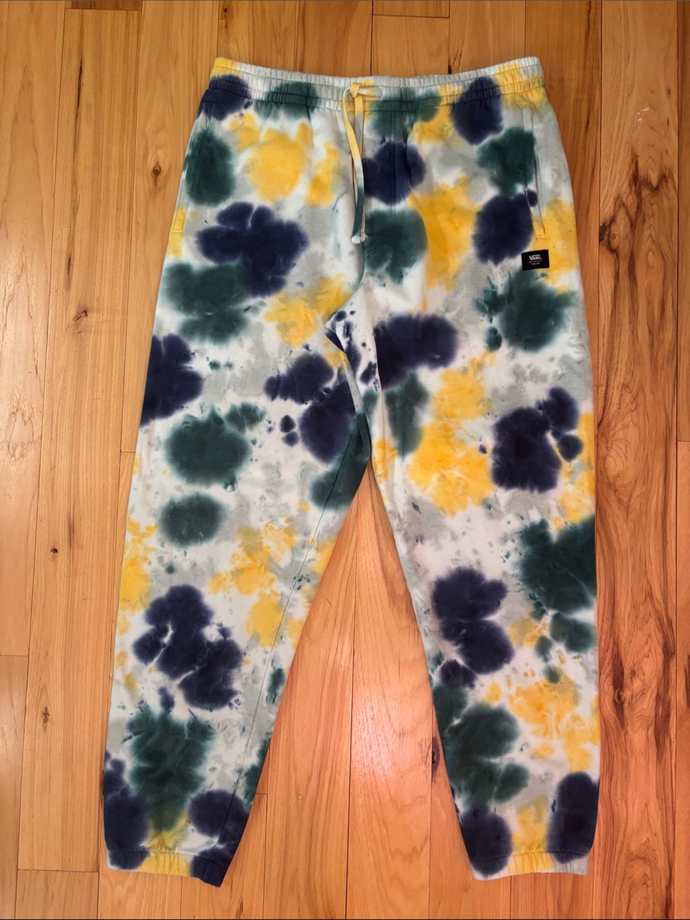 Vans Ice Tie Dye Relaxed Fleece Sweatpants Men L Green Yellow Y2K Streetwear